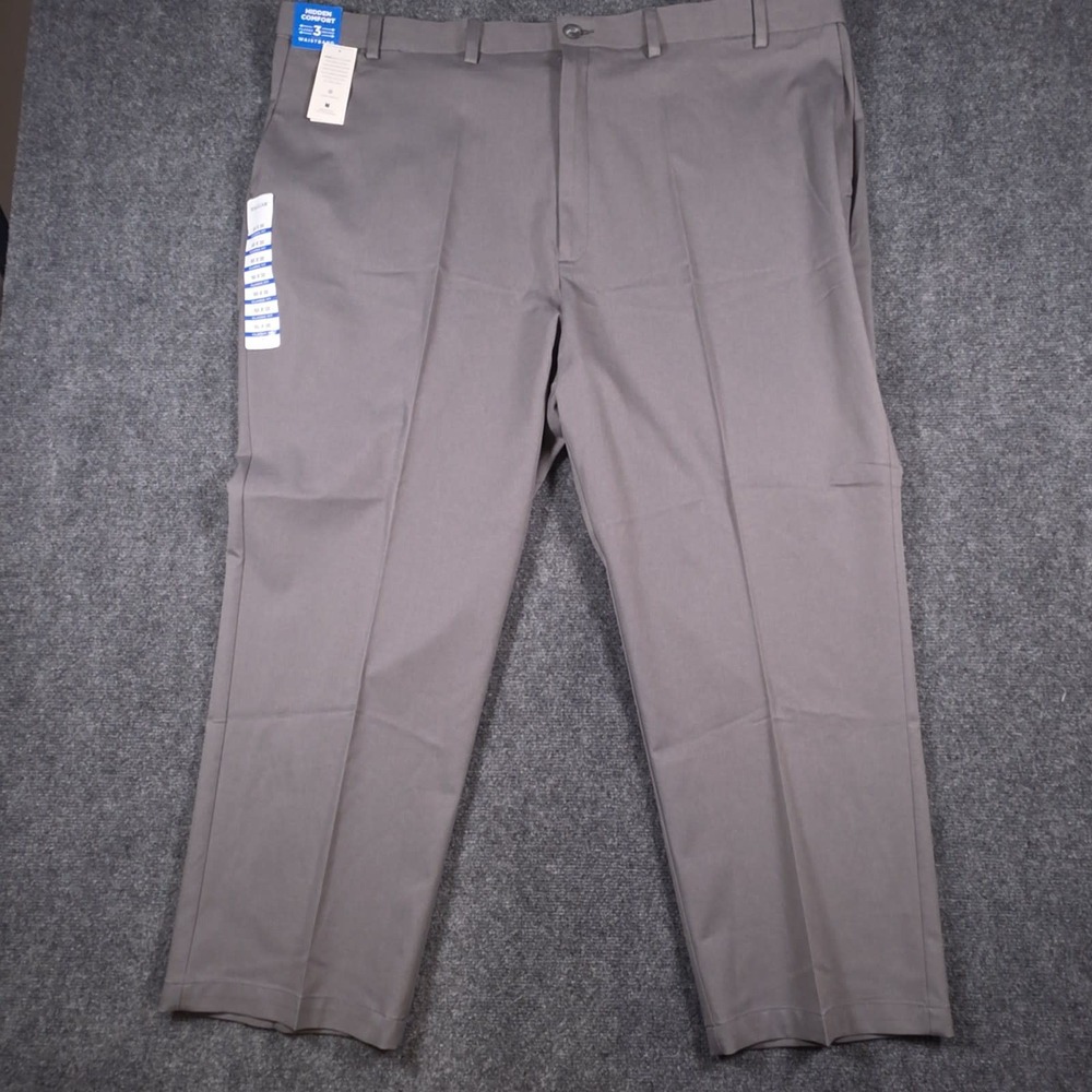 NWT Haggar Cool Right Performance Flex Dress Pants Mens 50x30 Gray Classic Fit